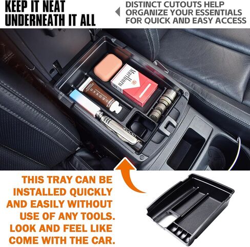 TACORBO Center Console Tray Compatible with Nissan Rogue 2014-2020 and Rogue Sport 2017-2022 Accessories, Armrest Secondary Storage Box, Also Fit Murano 2015-2023 2024 Interior ABS Insert Tray, Black in Kuwait