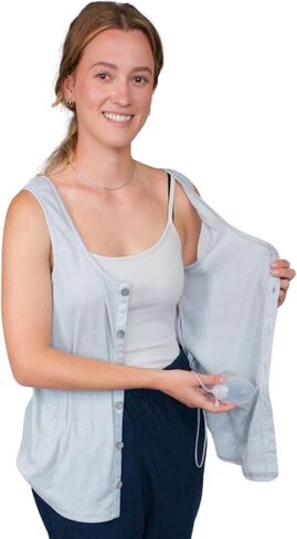 Inspired Comforts Post Surgery Mastectomy Recovery Ribbed Tank top with Drain Pocket & Button Front in Kuwait