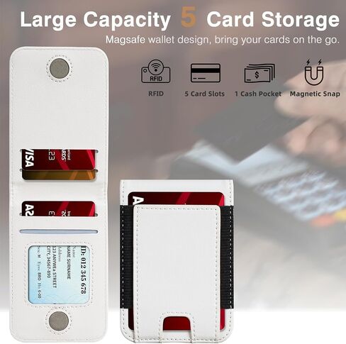 LOHASIC Designed for MagSafe Wallet, RFID Protection Magnetic Wallet 5 Card Holder with Stand, Vegan PU Leather Mens Phone Wallet for iPhone 15/14/ 13/12 Series, Not for iPhone 13/12 mini - Black in Saudi Arabia