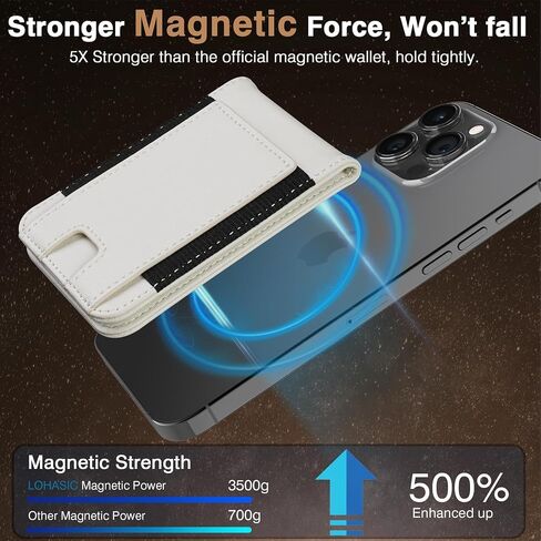 LOHASIC Designed for MagSafe Wallet, RFID Protection Magnetic Wallet 5 Card Holder with Stand, Vegan PU Leather Mens Phone Wallet for iPhone 15/14/ 13/12 Series, Not for iPhone 13/12 mini - Black in Saudi Arabia