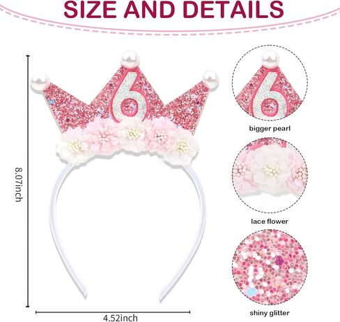 Semato 6th Birthday Decorations for Girl 6th Birthday Crown Princess Birthday Girl Headband 6th Birthday Gifts for Girls in Saudi Arabia