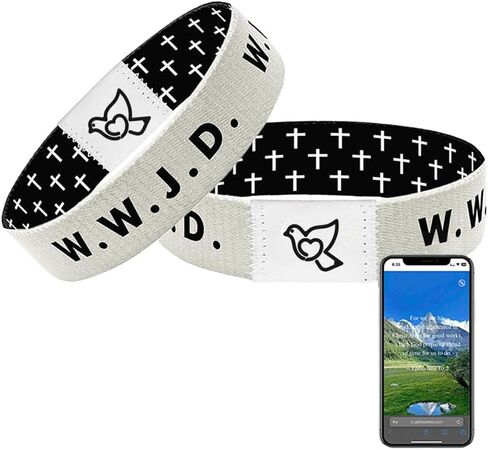 أساور آية الكتاب المقدس مع NFC، سوار آية الكتاب المقدس اليومي المسيحي، آية الكتاب المقدس الملهمة مع موسيقى NFC، سوار الكتاب المقدس يمكن ارتداؤها أساور المعصم المسيحية هدايا الكتاب المقدس للرجال والنساء in Kuwait