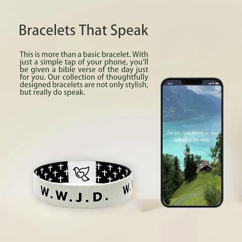 أساور آية الكتاب المقدس مع NFC، سوار آية الكتاب المقدس اليومي المسيحي، آية الكتاب المقدس الملهمة مع موسيقى NFC، سوار الكتاب المقدس يمكن ارتداؤها أساور المعصم المسيحية هدايا الكتاب المقدس للرجال والنساء in Kuwait