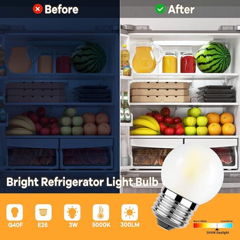 لمبة إضاءة صغيرة LED قابلة للتعتيم بقدرة 3 وات، قاعدة لولبية قياسية E26 مكافئة 25 وات، G40 أبيض دافئ ناعم 2700 كيلفن 260 لومن لمبة أضواء بلوري للحمام وغرفة النوم ومصباح الطاولة، حزمة لهجة بجانب السرير مكونة من 6 قطع in Kuwait