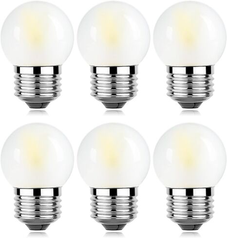 لمبة إضاءة صغيرة LED قابلة للتعتيم بقدرة 3 وات، قاعدة لولبية قياسية E26 مكافئة 25 وات، G40 أبيض دافئ ناعم 2700 كيلفن 260 لومن لمبة أضواء بلوري للحمام وغرفة النوم ومصباح الطاولة، حزمة لهجة بجانب السرير مكونة من 6 قطع in Kuwait