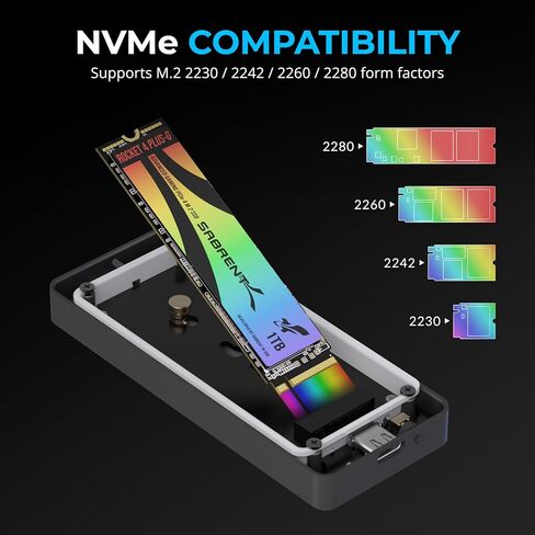 SABRENT USB-C Enclosure for M.2 2230 PCIe NVMe SSDs, 10Gbps Transfer Speed, UASP and TRIM Support, Compatible with Windows, macOS, Linux (EC-NE30) in Saudi Arabia