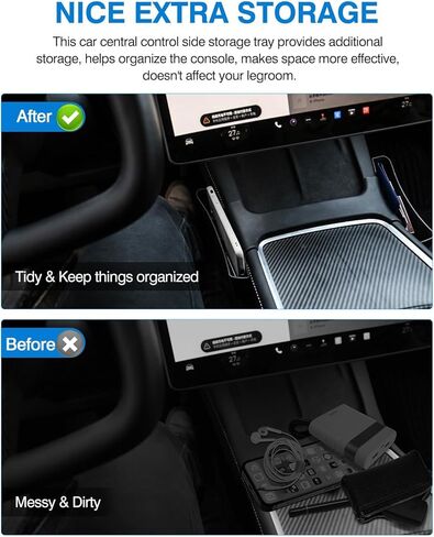 صينية تنظيم جانبية لوحدة التحكم المركزية لطراز تسلا Y 2025 2024-2020 / طراز تسلا 3 2024-2017 صندوق تخزين مسند الذراع لوحدة التحكم الجانبية نموذج Y موديل 3 ملحقات 1 قطعة in Kuwait