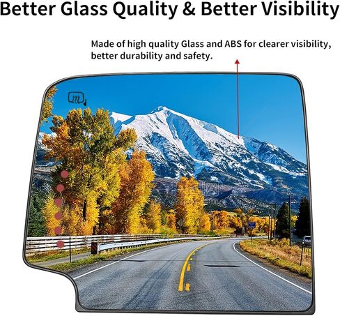 Passenger Side Mirror Replacement for Chevrolet Silverado 1500 GMC Sierra 1500 2014-2017& Chevy Silverado 2500 3500 GMC Sierra 2500 3500 2015-2017, Right Upper Tow Towing Mirror Glass Heated in Kuwait