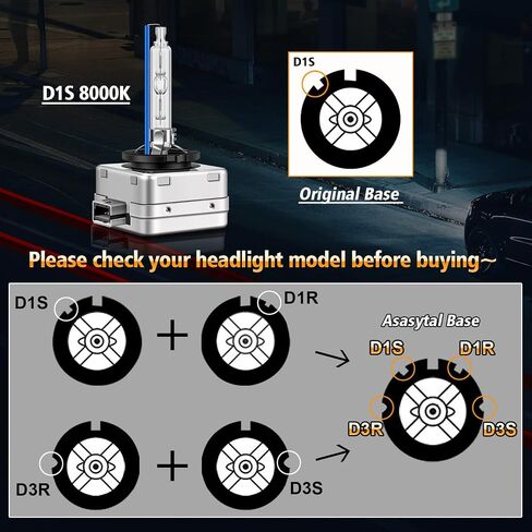 D1S Xenon Bulbs 35W 8000K Xenon Headlights Cool White Standard Brightness High/Low Beam Replacement Lamp, 2 Pcs in Kuwait