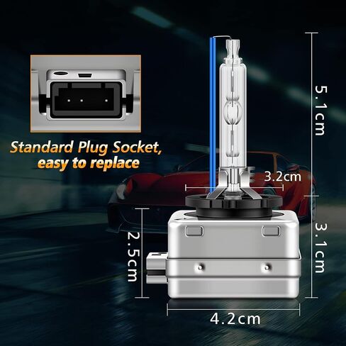 D1S Xenon Bulbs 35W 8000K Xenon Headlights Cool White Standard Brightness High/Low Beam Replacement Lamp, 2 Pcs in Kuwait