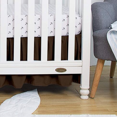 Crib Bed Skirt Split Corner,Dust Ruffle 100% Cotton Nursery Crib Toddler Bedding Skirt for Baby Boys or Girls, Ruffled 14" Drop White Solid in Saudi Arabia