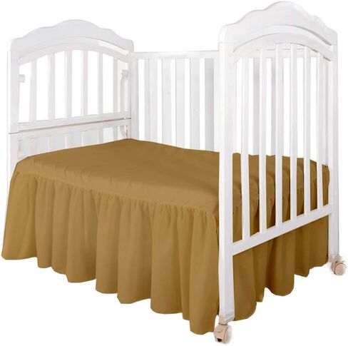 Crib Bed Skirt Split Corner,Dust Ruffle 100% Cotton Nursery Crib Toddler Bedding Skirt for Baby Boys or Girls, Ruffled 14" Drop White Solid in Saudi Arabia