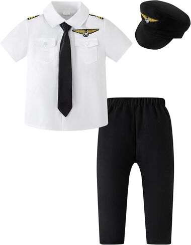 Boys Kids Pilot Halloween Costume Airline Captain Uniform Party Dress Up Birthday in Saudi Arabia