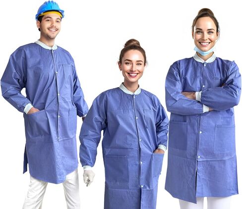 Lab Coats 10 Pack Disposable Waterproof for Paintings, Work, Dental, Breathable Durable, Jacket PPE, Pockets in Saudi Arabia