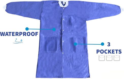 Lab Coats 10 Pack Disposable Waterproof for Paintings, Work, Dental, Breathable Durable, Jacket PPE, Pockets in Saudi Arabia