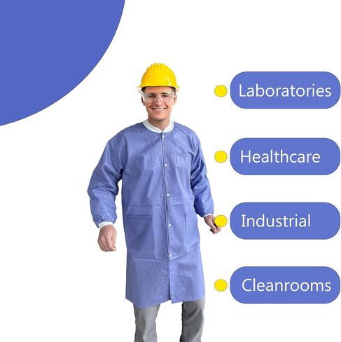 Lab Coats 10 Pack Disposable Waterproof for Paintings, Work, Dental, Breathable Durable, Jacket PPE, Pockets in Saudi Arabia
