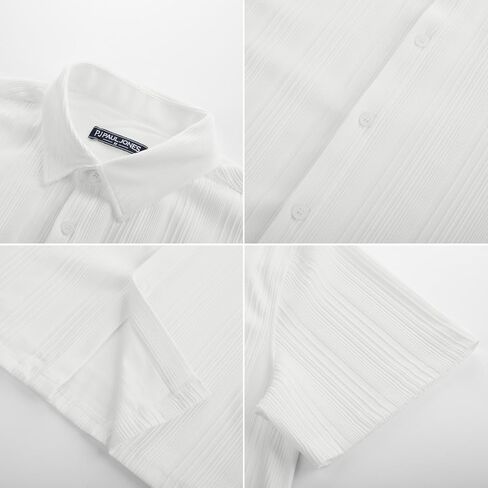 قميص رجالي من PJ PAUL JONES بأكمام قصيرة وأزرار للأسفل للشاطئ، قمصان صيفية كاجوال خالية من التجاعيد in Kuwait