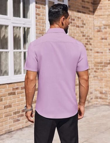 COOFANDY Mens Short Sleeve Button Down Shirts Stain Shield Business Casual Dress Shirt in Saudi Arabia