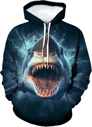Lurhonp Shark Novelty Print Fashion Long Sleeve Sweatshirt Hoodie in Kuwait