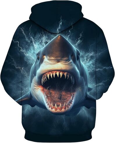 Lurhonp Shark Novelty Print Fashion Long Sleeve Sweatshirt Hoodie in Kuwait