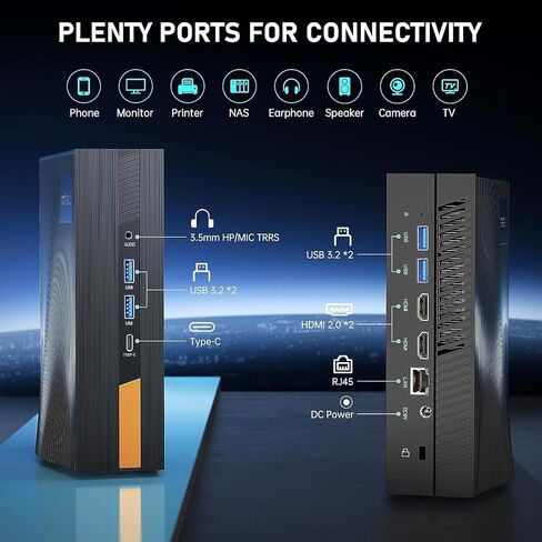 جهاز كمبيوتر صغير i7 ACEMAGIC، كمبيوتر صغير Intel Core i7-11800H (8C/16T، ذاكرة تخزين مؤقت ذكية 24 ميجابايت، حتى 4.6 جيجاهرتز) 32 جيجابايت DDR4 1 تيرابايت NVME SSD، كمبيوتر مكتبي صغير مع شاشة ثلاثية 4K/WiFi 6/BT5.2 للألعاب/المكتب /بيت in Kuwait