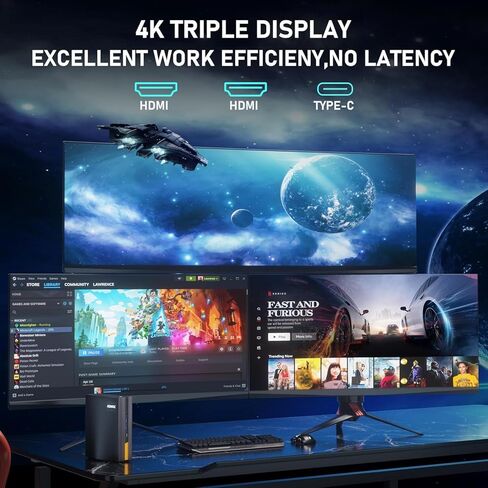 جهاز كمبيوتر صغير i7 ACEMAGIC، كمبيوتر صغير Intel Core i7-11800H (8C/16T، ذاكرة تخزين مؤقت ذكية 24 ميجابايت، حتى 4.6 جيجاهرتز) 32 جيجابايت DDR4 1 تيرابايت NVME SSD، كمبيوتر مكتبي صغير مع شاشة ثلاثية 4K/WiFi 6/BT5.2 للألعاب/المكتب /بيت in Kuwait