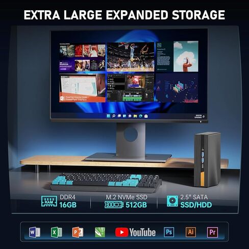 جهاز كمبيوتر صغير i7 ACEMAGIC، كمبيوتر صغير Intel Core i7-11800H (8C/16T، ذاكرة تخزين مؤقت ذكية 24 ميجابايت، حتى 4.6 جيجاهرتز) 32 جيجابايت DDR4 1 تيرابايت NVME SSD، كمبيوتر مكتبي صغير مع شاشة ثلاثية 4K/WiFi 6/BT5.2 للألعاب/المكتب /بيت in Kuwait