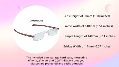 Calabria Twist Flat Folding Reading Glasses Rimless Ultra Thin Foldable Compact Readers Travel Portable Eyeglasses Slim Case in Kuwait