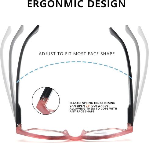 2 Pack Reading Glasses Blue Light Blocking for Women Men,Square Frame Computer Readers with Spring Hinge Fashion Eyeglasses +1.5 in Saudi Arabia
