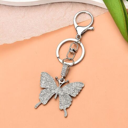 Glittering Rhinestone Butterfly Keychain for Women Butterfly Pendant Keychains for Car Keys Purse Handbag CharmClip Key Chain in Kuwait