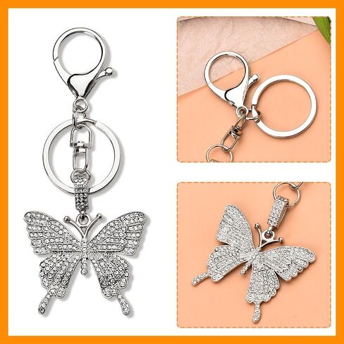 Glittering Rhinestone Butterfly Keychain for Women Butterfly Pendant Keychains for Car Keys Purse Handbag CharmClip Key Chain in Kuwait