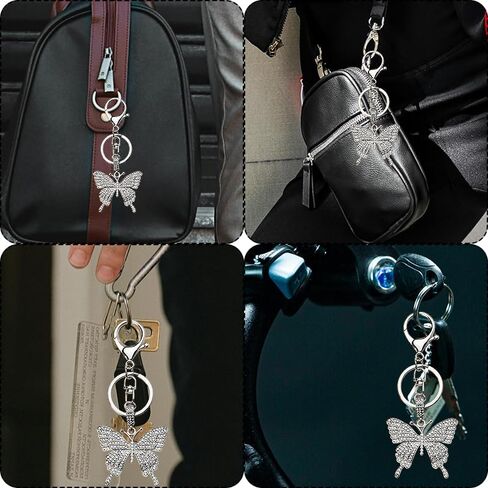 Glittering Rhinestone Butterfly Keychain for Women Butterfly Pendant Keychains for Car Keys Purse Handbag CharmClip Key Chain in Kuwait