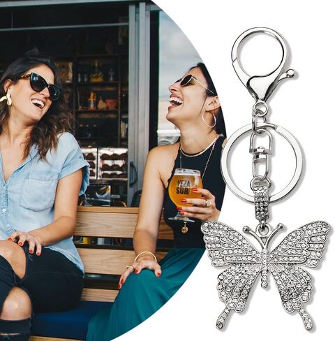 Glittering Rhinestone Butterfly Keychain for Women Butterfly Pendant Keychains for Car Keys Purse Handbag CharmClip Key Chain in Kuwait