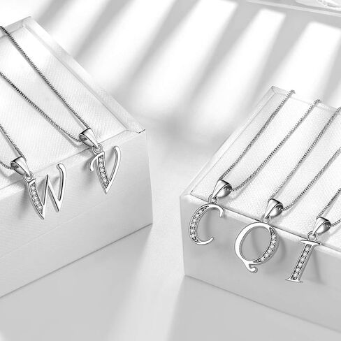 Aurora Tears Letter Necklace Initial 925 Sterling Silver Alphabet Pendant Crystal Name Gift Women Cubic Zirconia Jewelry in Kuwait