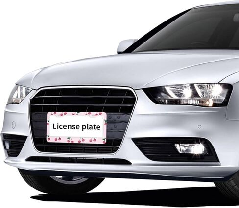 Delerain Cherry 2Pcs License Plate Frame, Aluminum Metal with Screw Caps 2 Holes Car Tag Cover Holder Frames or US Standard Vehicles in Kuwait