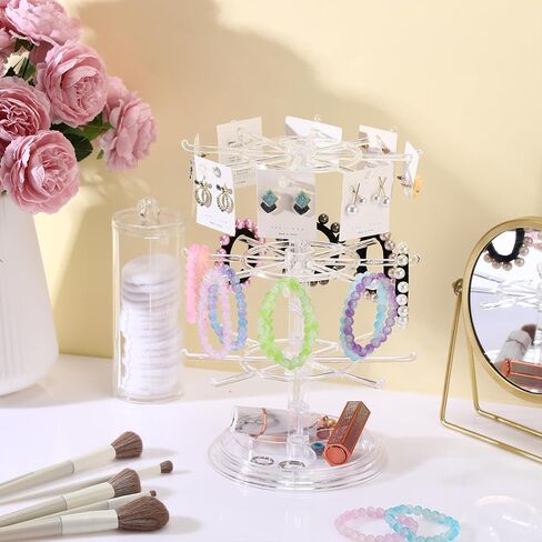 2 Pcs Rotating Jewelry Display Stands Plastic 3 Tier Spinning Display Rack for Vendors Events Necklace Keychain Earring Holder Retail Display Supplies (Clear) in Saudi Arabia