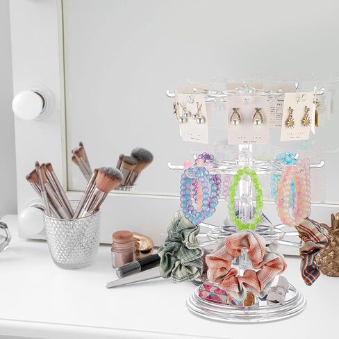2 Pcs Rotating Jewelry Display Stands Plastic 3 Tier Spinning Display Rack for Vendors Events Necklace Keychain Earring Holder Retail Display Supplies (Clear) in Kuwait
