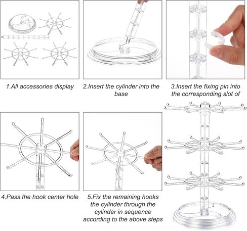 2 Pcs Rotating Jewelry Display Stands Plastic 3 Tier Spinning Display Rack for Vendors Events Necklace Keychain Earring Holder Retail Display Supplies (Clear) in Kuwait