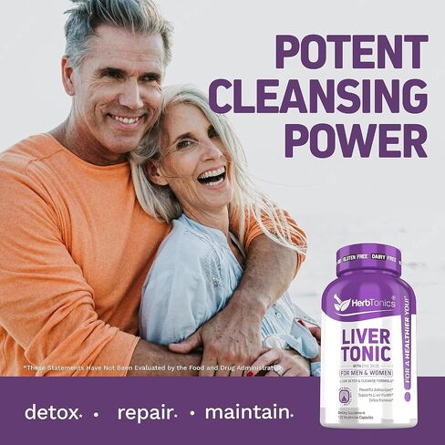 Herbtonics Liver Cleanse Detox & Repair | 20-in-1 Liver Detox Complex | Milk Thistle Supplement with Artichoke, Dandelion, Turmeric, Berberine | Dose for Your Liver | 120 Vegan Capsules in Kuwait
