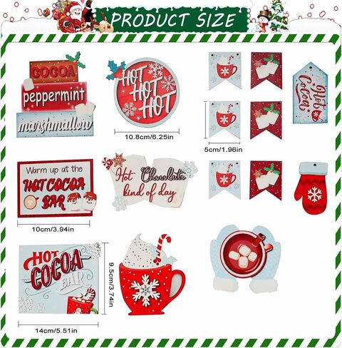 17 Pcs Rustic Santa Claus Christmas Tiered Tray Decorations Set Christmas Wooden Signs Joy Tiered Tray Decor Table Signs for Joy Christmas Winter Table Centerpieces Home Decorations in Saudi Arabia