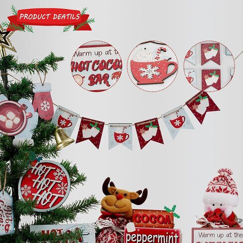 17 Pcs Rustic Santa Claus Christmas Tiered Tray Decorations Set Christmas Wooden Signs Joy Tiered Tray Decor Table Signs for Joy Christmas Winter Table Centerpieces Home Decorations in Saudi Arabia