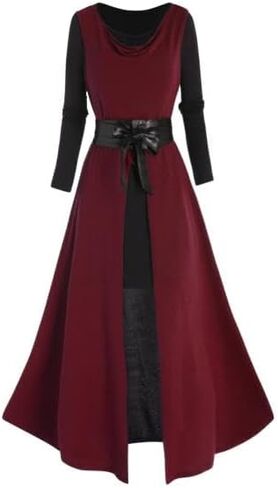 DRESSFO Women Victorian Dress Renaissance Costume Gothic Witch Dress 2pcs Gothic Dress in Saudi Arabia