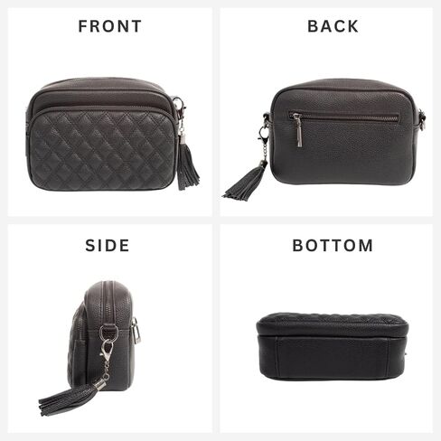Diana Quilted Vegan Leather Women’s Crossbody Bag - Purse with 2 Adjustable Straps, Zip Pockets, Travel Handbag, Everyday Use in Saudi Arabia