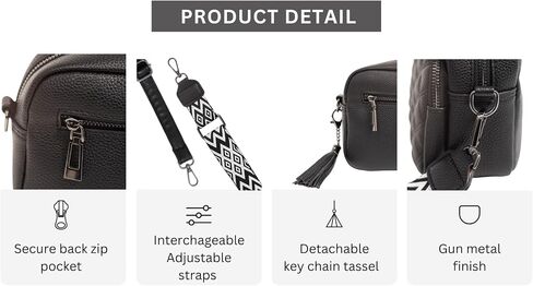 Diana Quilted Vegan Leather Women’s Crossbody Bag - Purse with 2 Adjustable Straps, Zip Pockets, Travel Handbag, Everyday Use in Saudi Arabia