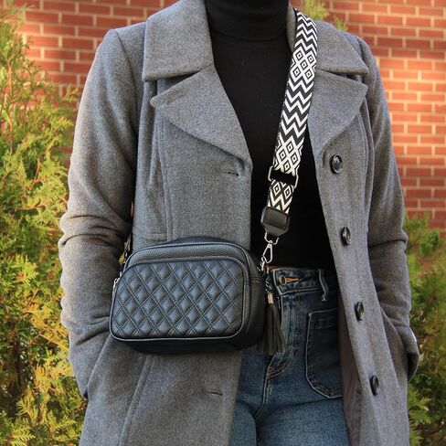 Diana Quilted Vegan Leather Women’s Crossbody Bag - Purse with 2 Adjustable Straps, Zip Pockets, Travel Handbag, Everyday Use in Saudi Arabia