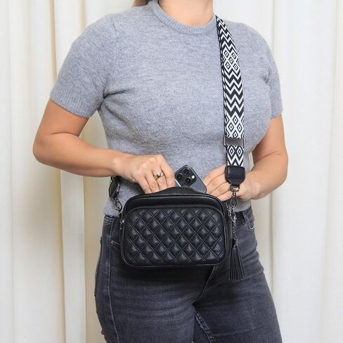 Diana Quilted Vegan Leather Women’s Crossbody Bag - Purse with 2 Adjustable Straps, Zip Pockets, Travel Handbag, Everyday Use in Saudi Arabia