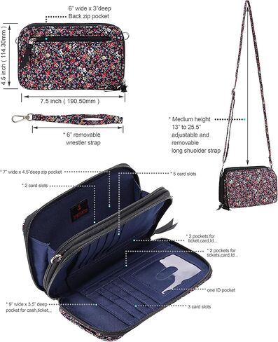 محفظة ومحفظة كروس مبطنة من القطن بسحاب مزدوج من برينتانو in Kuwait