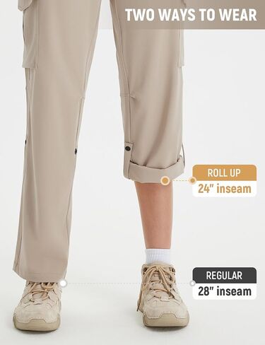 BALEAF Women's Hiking Pants Water Resistant Convertible Cargo Capri Roll Up Capri UPF50+ Zipper Pockets Clothing Travel in Saudi Arabia