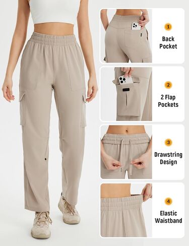 BALEAF Women's Hiking Pants Water Resistant Convertible Cargo Capri Roll Up Capri UPF50+ Zipper Pockets Clothing Travel in Saudi Arabia