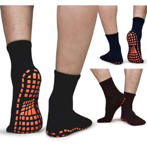 Tphon Mens Non Slip Socks for Yoga Pilates Anti Skid Grip Socks for Men 3 Pack Home Slipper Hospital Socks for Adult Elderly